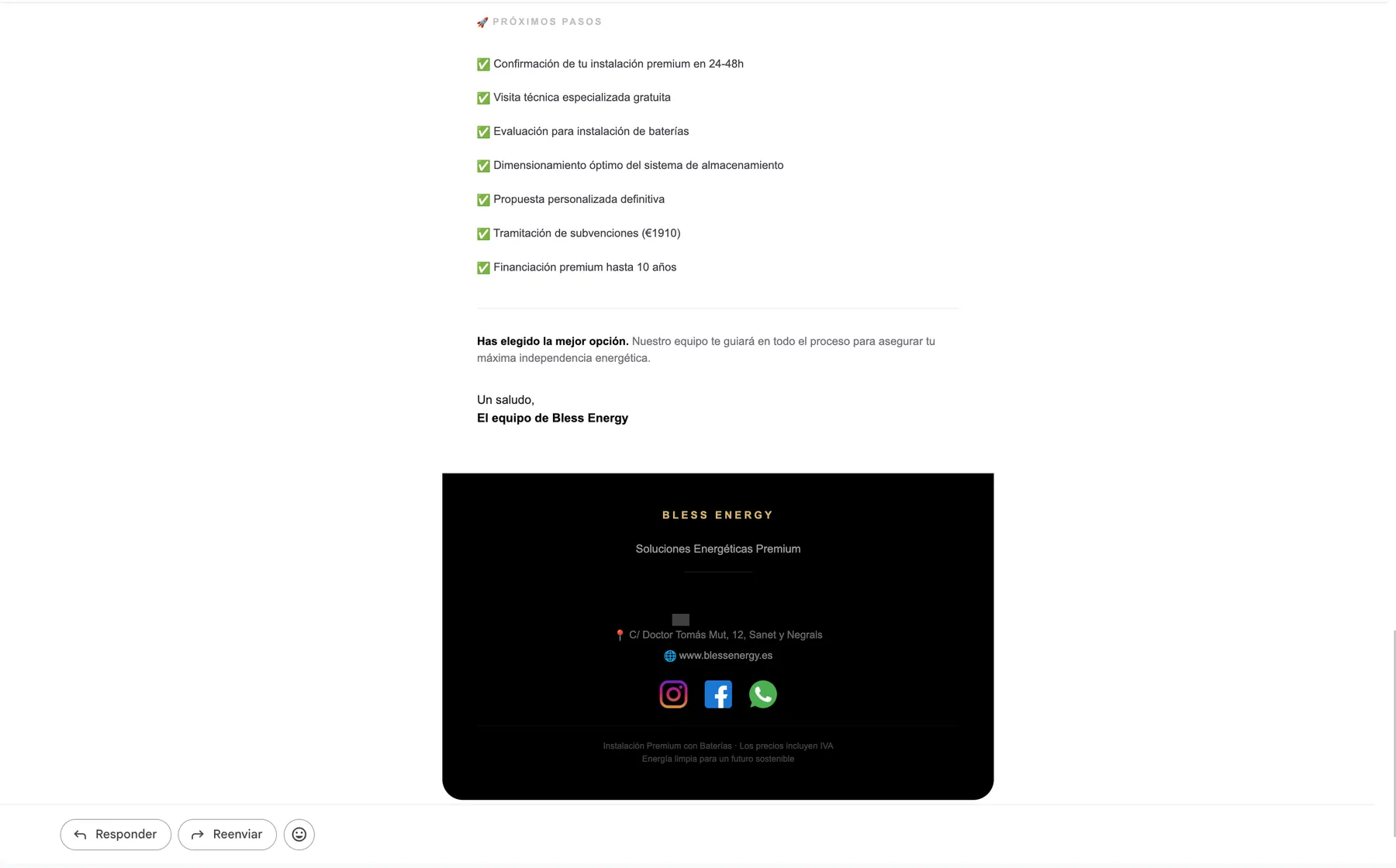 Correo de presupuesto de Bless Energy, parte 4