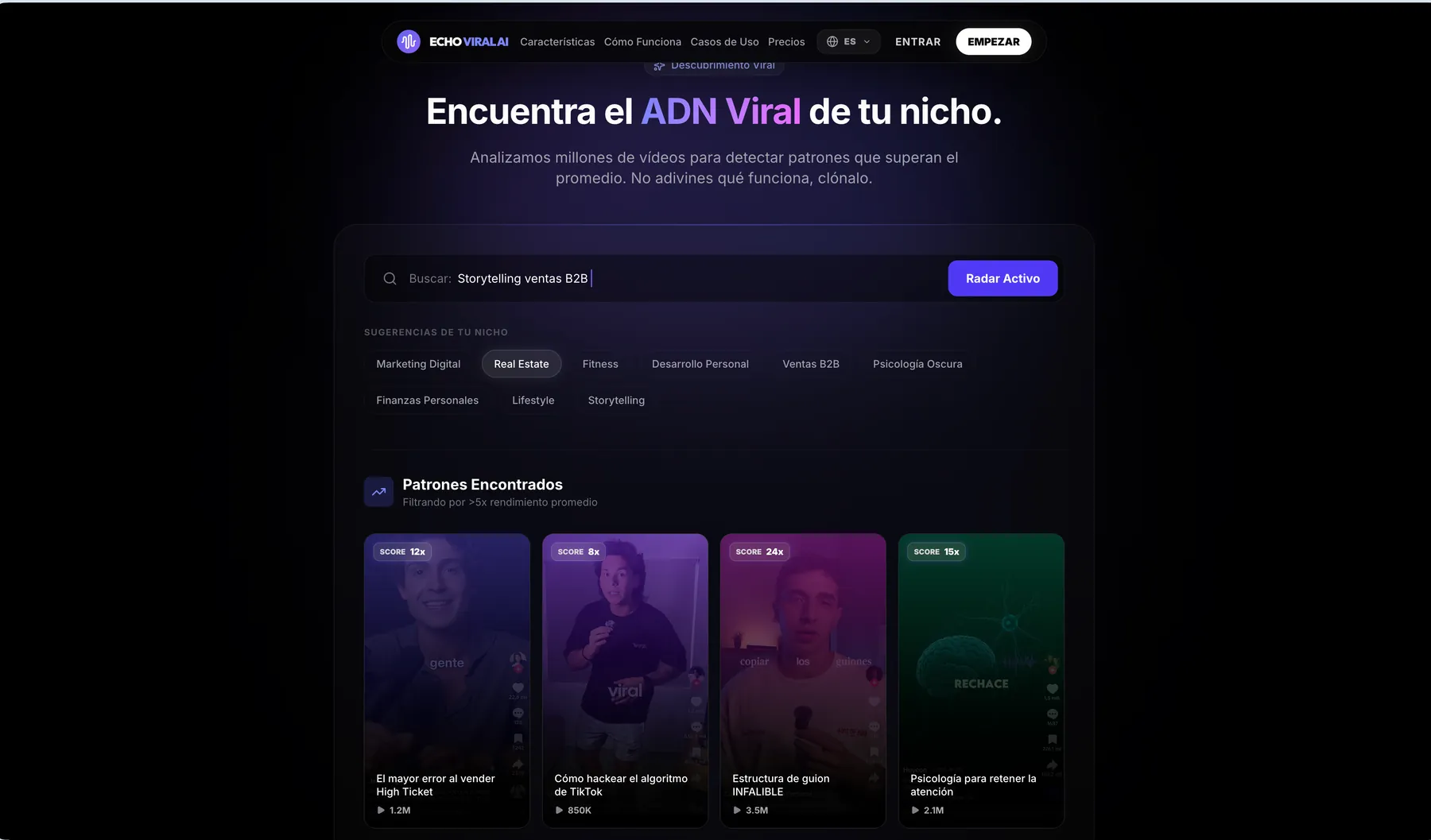 Landing de Echo Viral AI