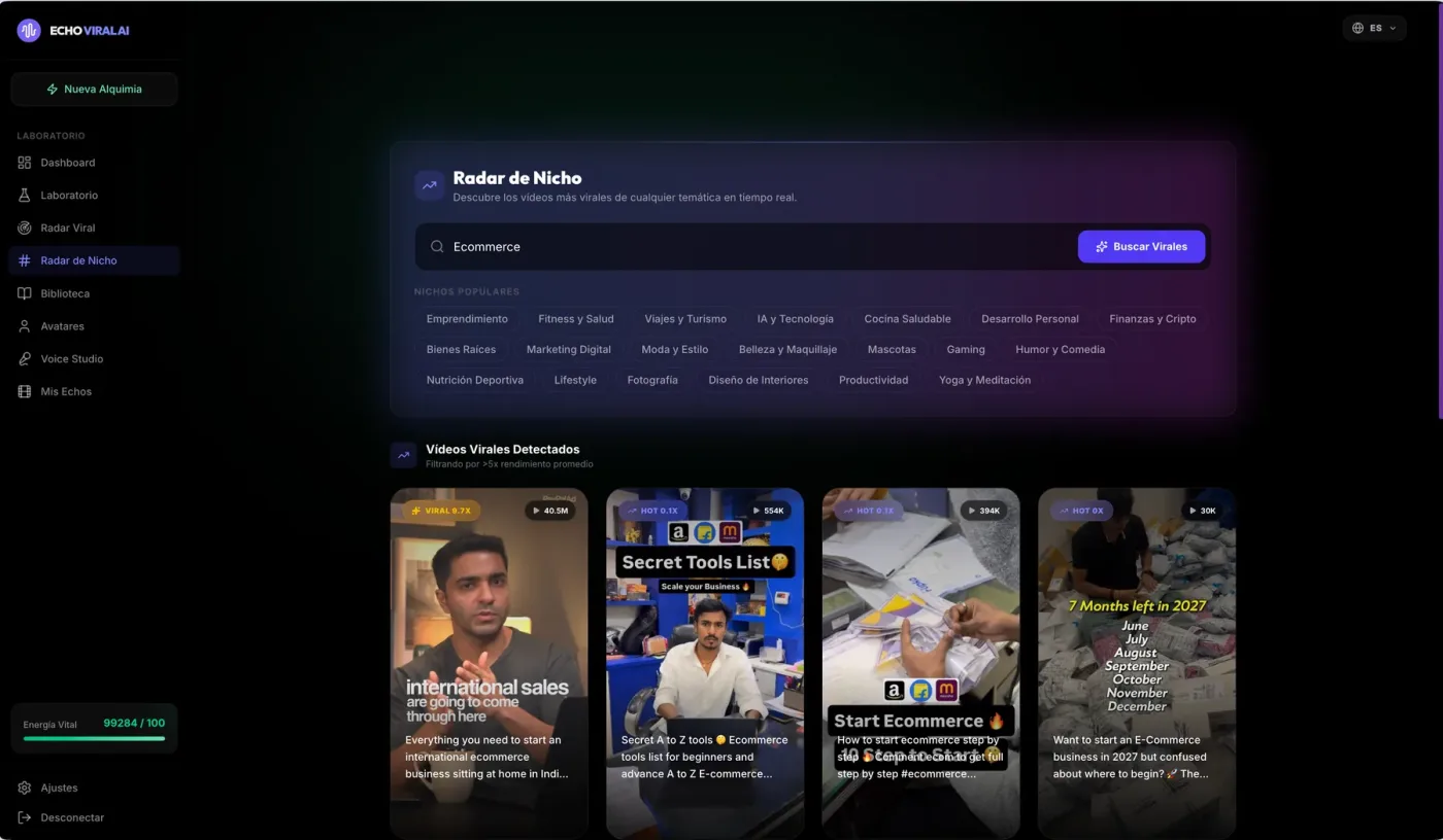 Radar de nicho de Echo Viral AI