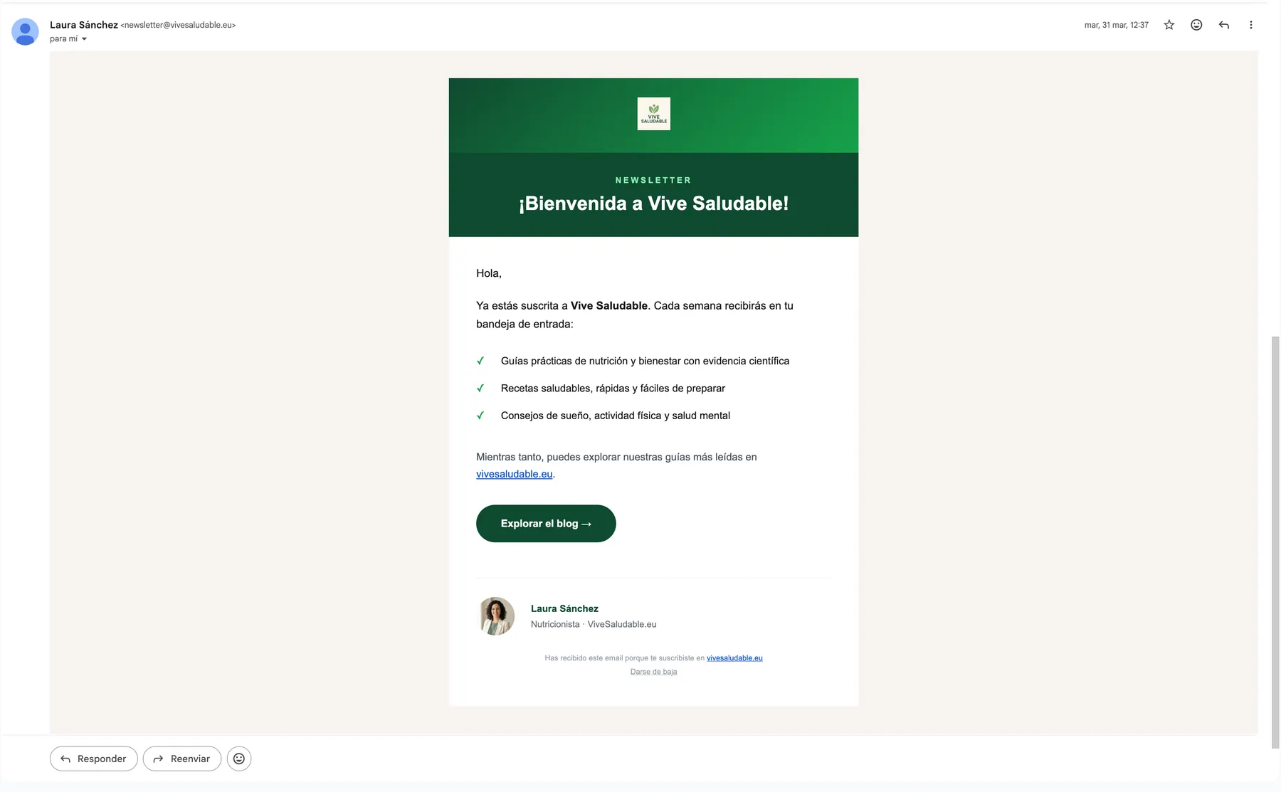 ViveSaludable · Bienvenida de Laura